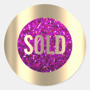 Sold Out Gold Pink Purple Sequin Lux Estate Agent Classic Round Sticker