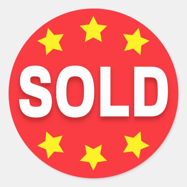 Sold retail stickers with stars, red white yellow (Front)
