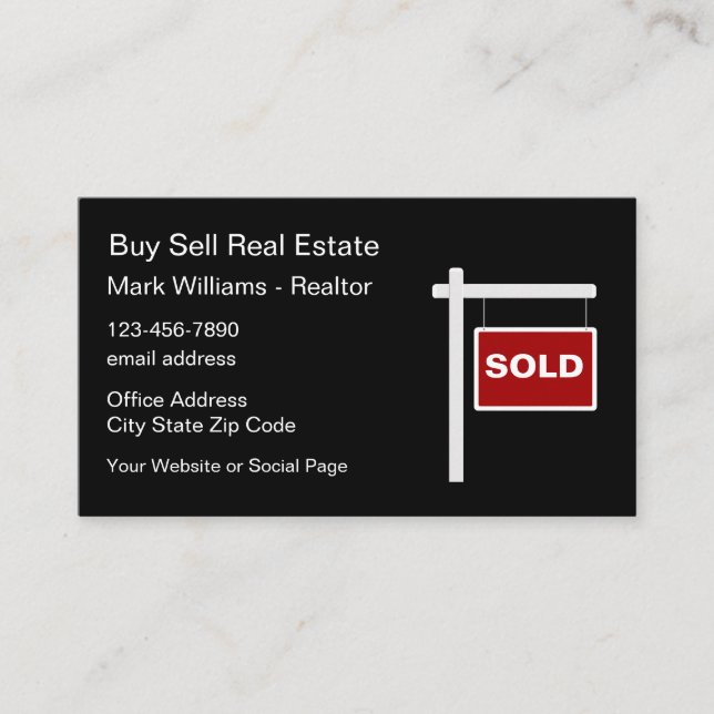 Sold Sign Real Estate Business Cards (Front)