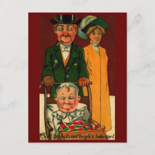 Sold the Auto and Bought a Baby Cart Vintage Postcard