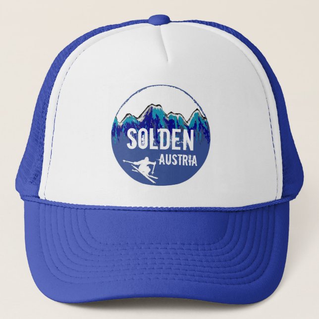 Solden Austria blue ski art blue hat (Front)