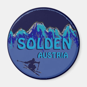 Solden Austria blue theme ski logo magnet