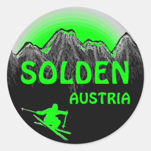 Solden Austria green ski art logo stickers