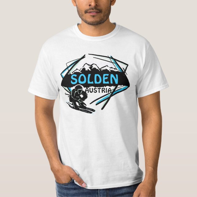 Solden Austria guys blue ski art value tee (Front)