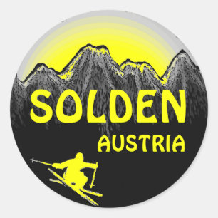 Solden Austria yellow ski logo art stickers