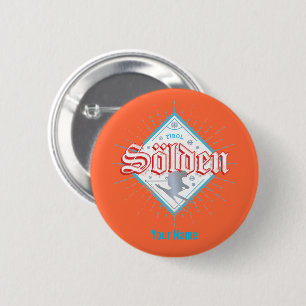 Solden Tirol Retro Skier Vintage Ski Holiday 6 Cm Round Badge