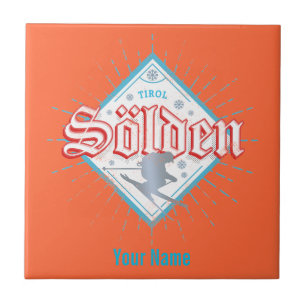 Solden Tirol Retro Skier Vintage Ski Holiday Ceramic Tile