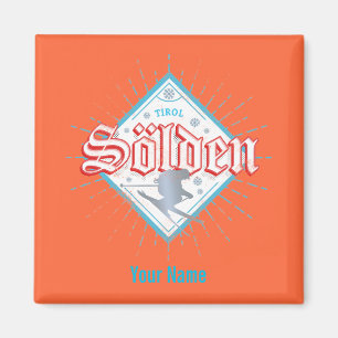 Solden Tirol Retro Skier Vintage Ski Holiday Lugga Magnet