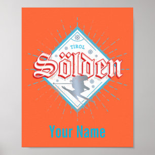 Solden Tirol Retro Skier Vintage Ski Holiday Lugga Poster