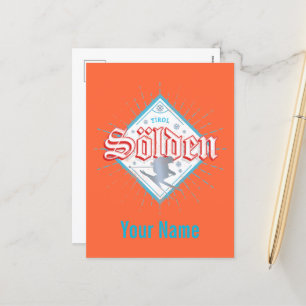 Solden Tirol Retro Skier Vintage Ski Holiday Postcard
