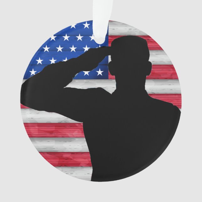 Soldier and American Flag - Appreciation Ornament (Front)