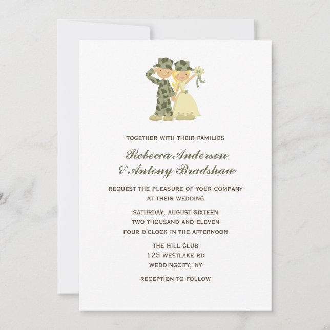 Soldier and Bride Wedding Invitations (Front)