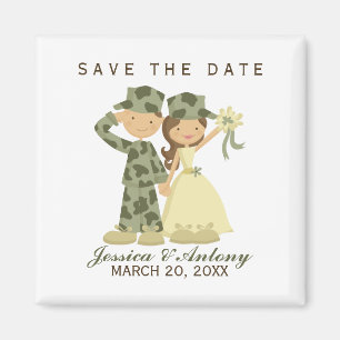 Soldier and Bride Wedding Save the Date Magnet
