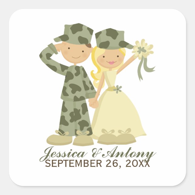 Soldier and Bride Wedding Stickers (Front)