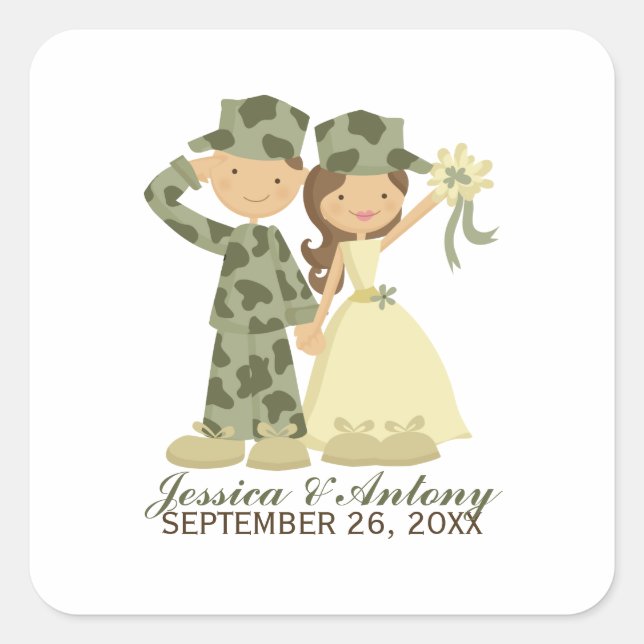 Soldier and Bride Wedding Stickers (Front)