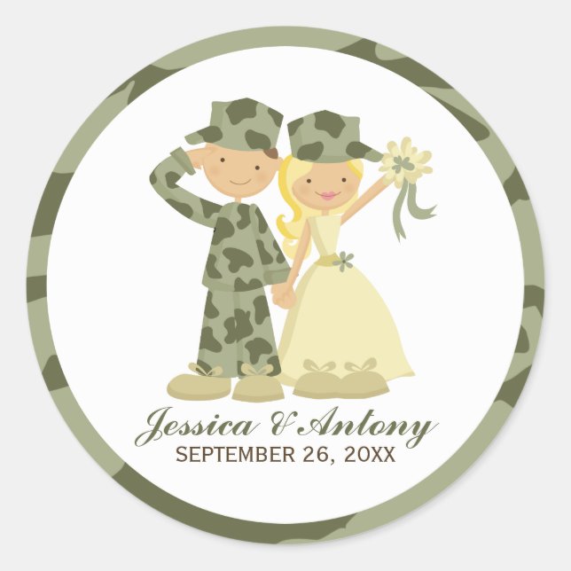 Soldier and Bride Wedding Stickers (Front)