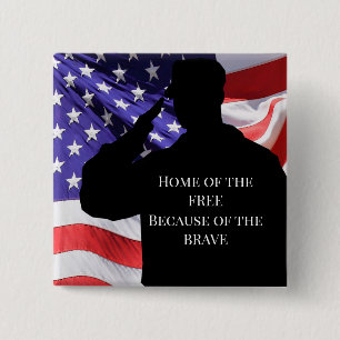 Soldier and Flag 15 Cm Square Badge