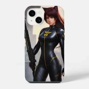 Soldier catgirl stands tall and strong iPhone 14 case
