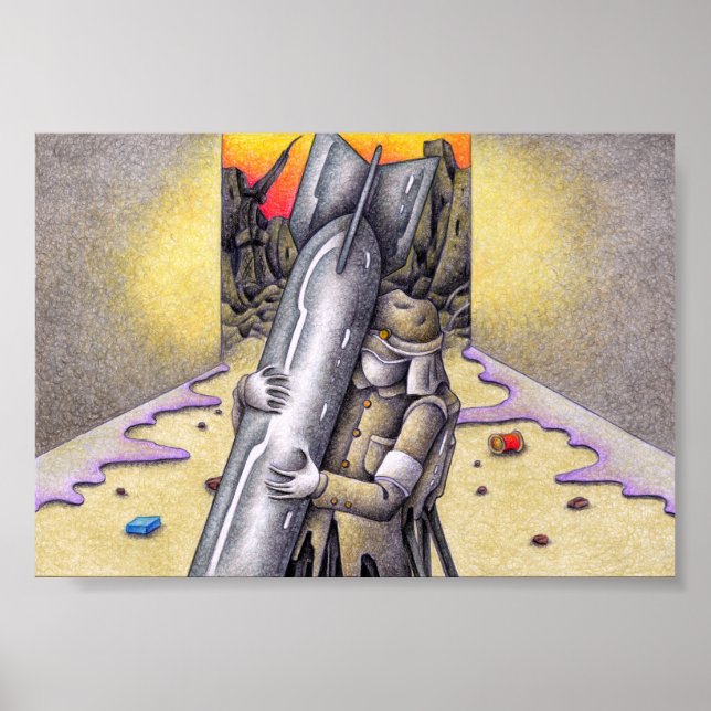 Soldier embracing destruction. poster (Front)