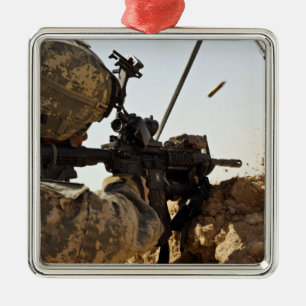 soldier engages enemy forces metal ornament