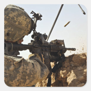 soldier engages enemy forces square sticker