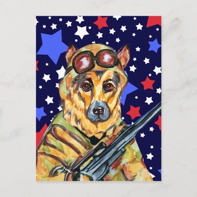 SOLDIER GERMAN SHEPHERD POSTCARD (Front)
