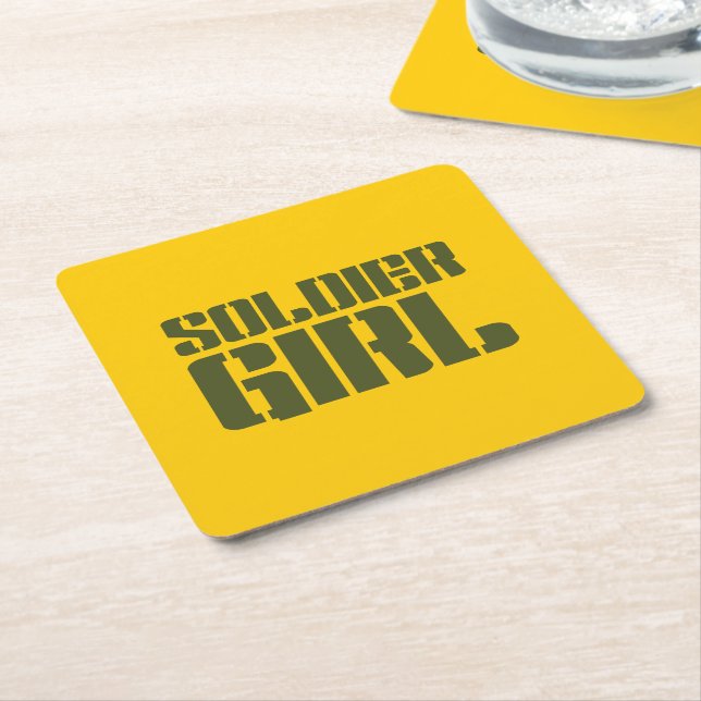 SOLDIER GIRL SQUARE PAPER COASTER (Angled)