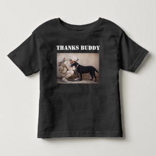 Soldier in Fatigues with His Military Dog Toddler  T-Shirt