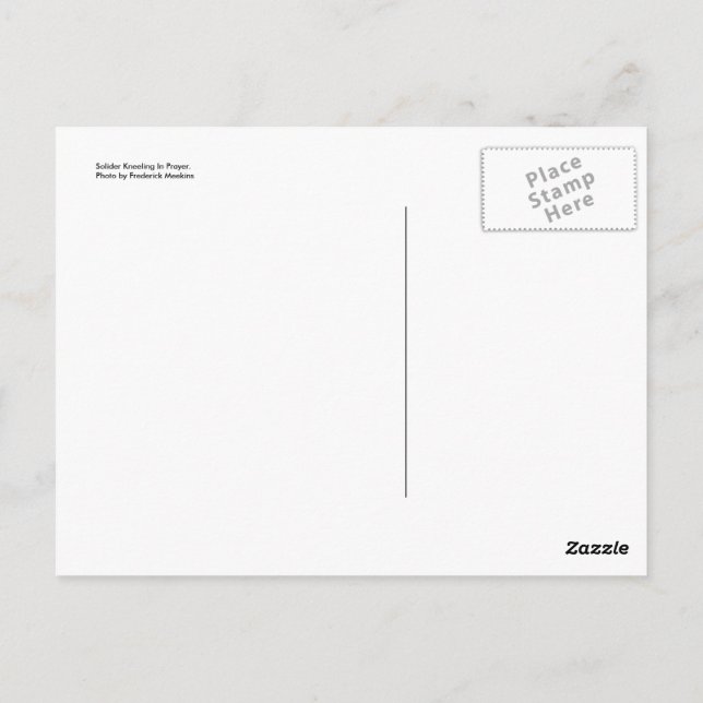 Soldier Kneeling In Prayer Postcard (Back)