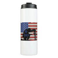 Soldier kneeling silhouette and American flag