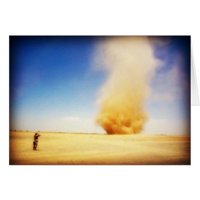 Soldier Looking at Sand Storm Card (Front Horizontal)