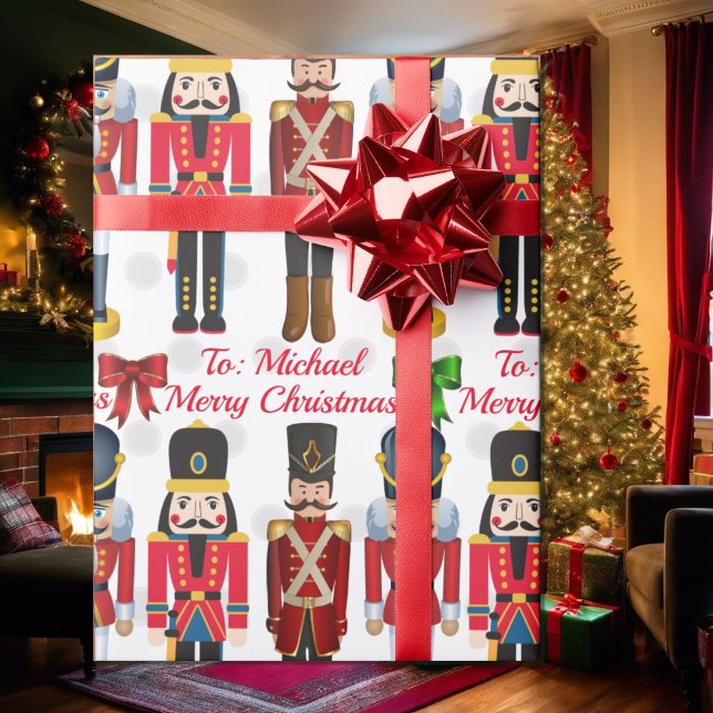 Soldier Nutcracker Personalise Name Christmas Wrap Wrapping Paper (Creator Uploaded)