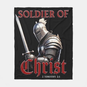 Soldier of Christ 2 Timothy 2:3 Christian Bible Fleece Blanket