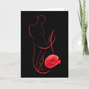 Soldier Red Poppy Military Memorial Veterans Day Card