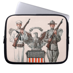 Soldier, Sailor and U.S. Shield Laptop Sleeve