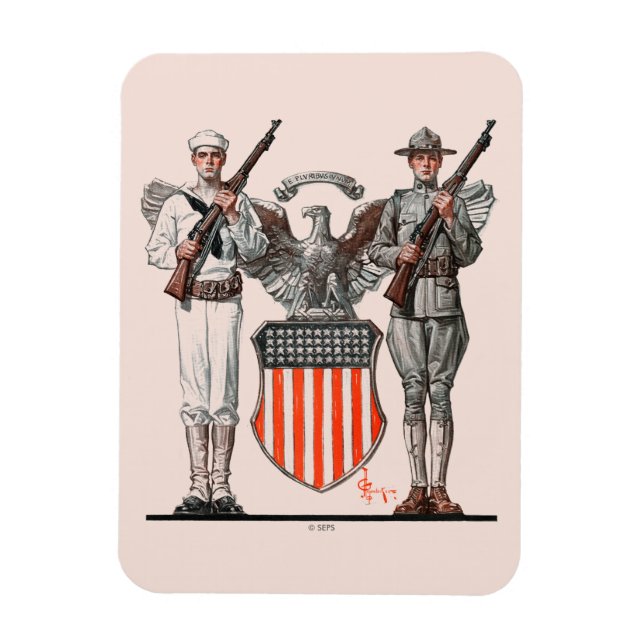 Soldier, Sailor and U.S. Shield Magnet (Vertical)