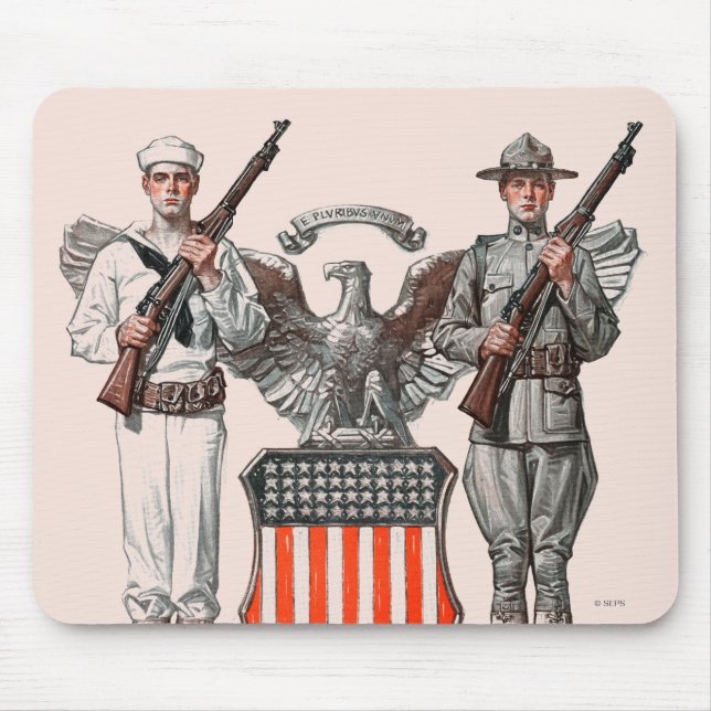 Soldier, Sailor and U.S. Shield Mouse Pad (Front)
