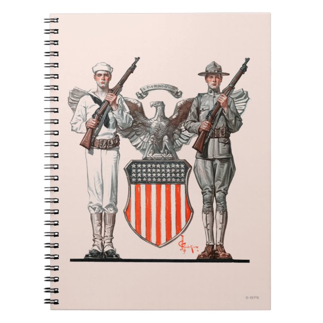 Soldier, Sailor and U.S. Shield Notebook (Front)