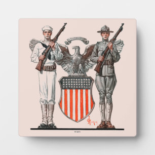 Soldier, Sailor and U.S. Shield Plaque