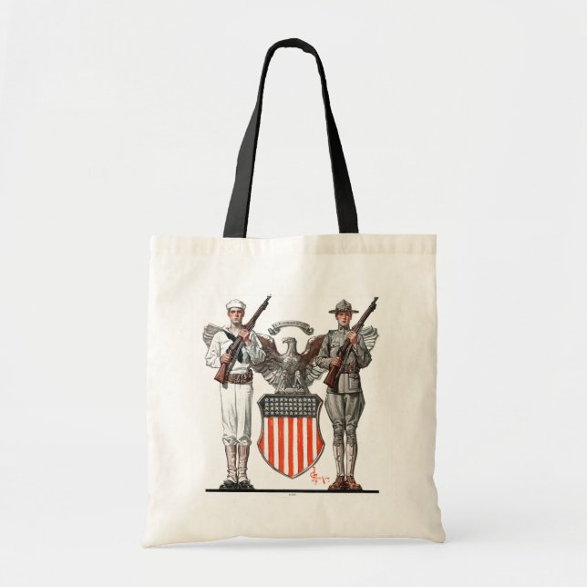 Soldier, Sailor and U.S. Shield Tote Bag (Front)