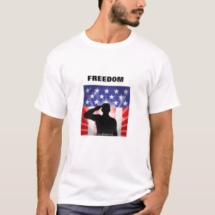 Soldier Saluting US Flag T-Shirt