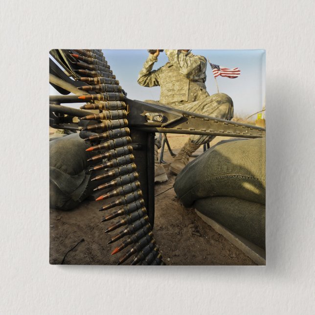 soldier scouts for enemy activity 15 cm square badge (Front)