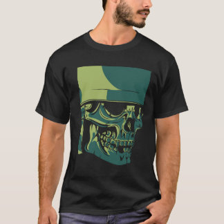 Soldier Skull Simple Modern Black Art Trendy T-Shirt