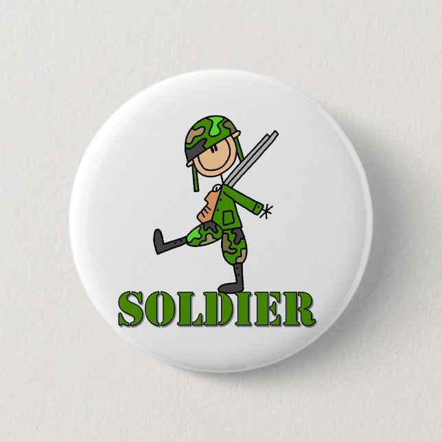 Soldier Stick Figure 6 Cm Round Badge (Front)
