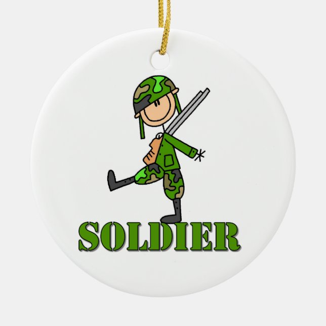Soldier Stick Figure Ceramic Ornament (Front)