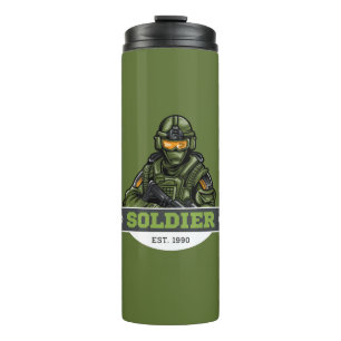 Soldier Tactical Logo – Military Emblem Design Thermal Tumbler