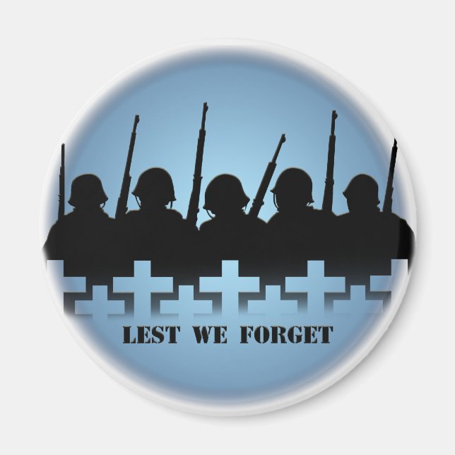 Soldier Tribute Magnet Lest We Forget War Gifts (Front)
