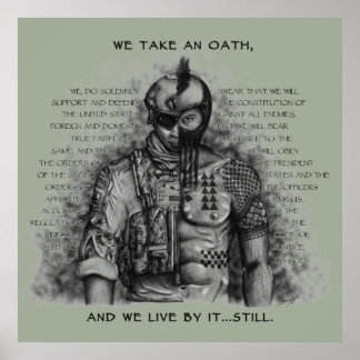 Soldier Warrior - Oath Customise Background Colour Poster