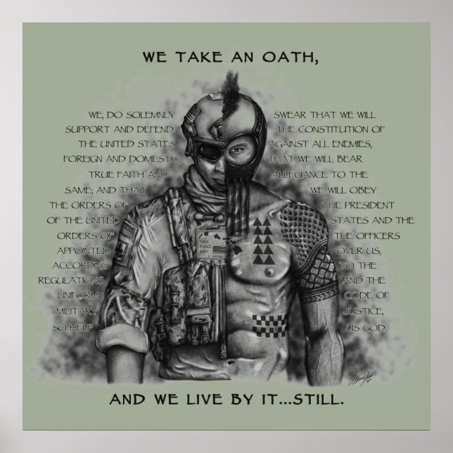 Soldier Warrior - Oath Customise Background Colour Poster (Front)