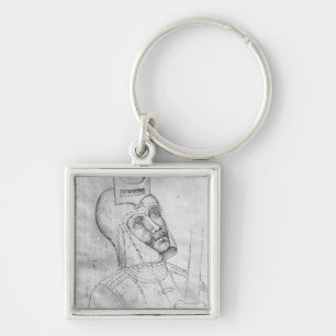 Soldier wearing a visored helmet key ring